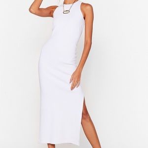 High Ribbed Midi Dress